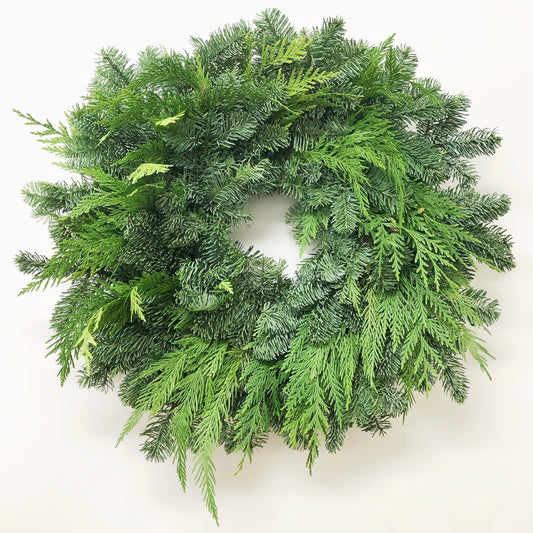 Fresh Evergreens Noble Fir and Cedar Wreath