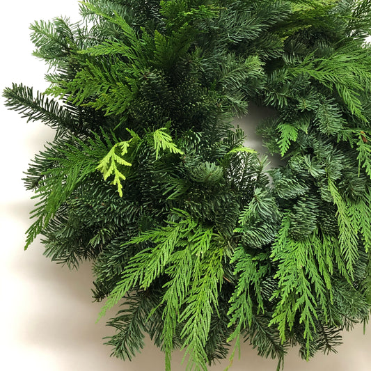 Fresh Evergreens Noble Fir and Cedar Wreath