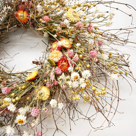 Dried Eden Strawflowers Wreath