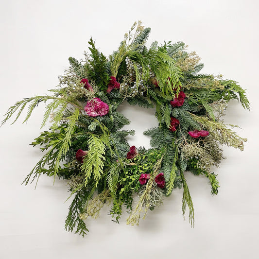 Fresh Evergreens Ethereal Celosia Wreath