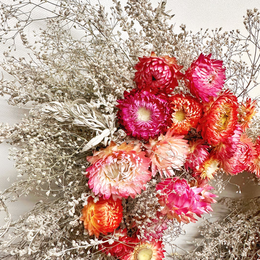 Gypsophila and Strawflowers Babe Heart Wreath