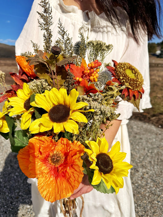 Faux and Dried Sunlit Morning Bouquet