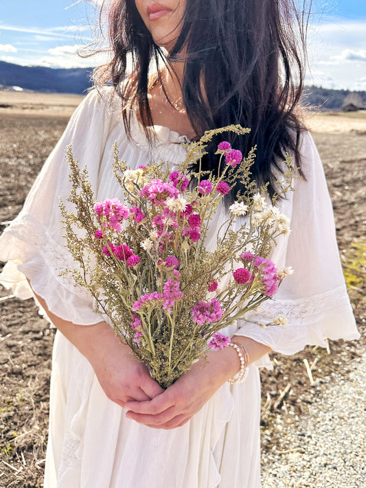 Dried Flowering Magenta Bouquet