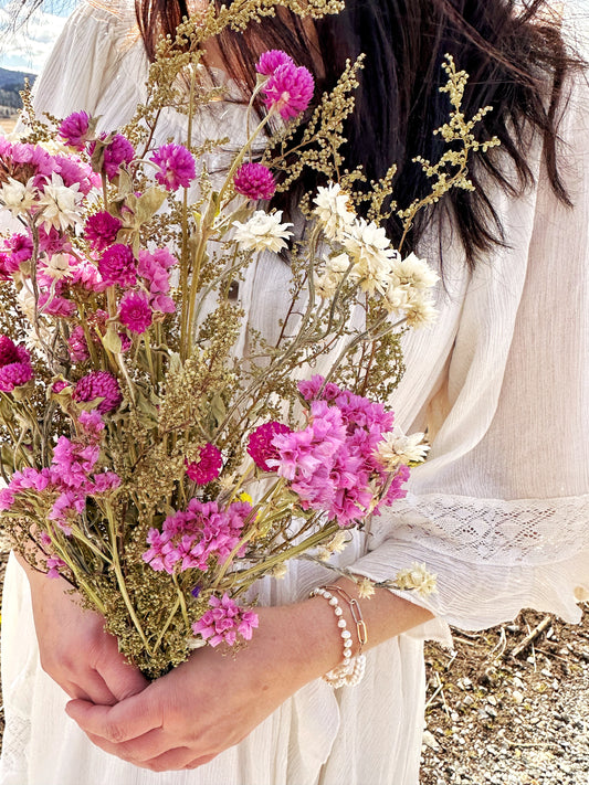 Dried Flowering Magenta Bouquet