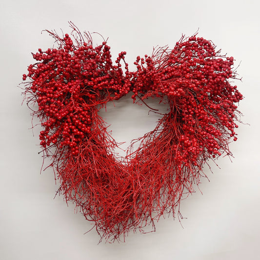 Dried Red Berry Heart Wreath