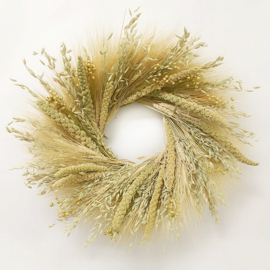 Dried Whispy Grains and Wheat Wreath
